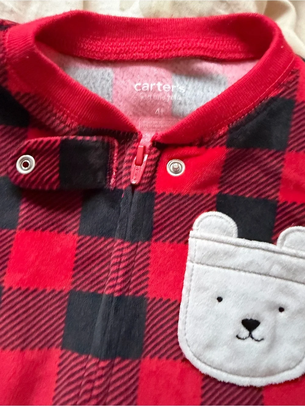 Carter's Red Black Buffalo Plaid Footed Pajamas